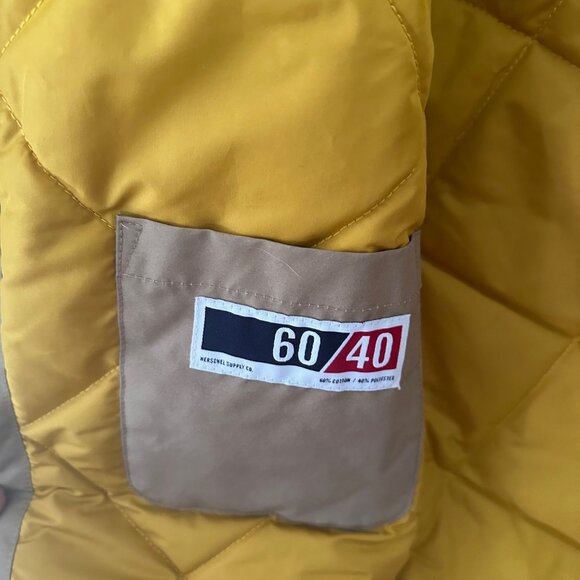 Herschel Supply Co. Boarder Jacket Tan with Yellow Quilted Interior 40/60 - Picture 5 of 6
